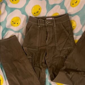 High Rise Olive Jeans